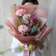 粉康乃馨 復古紫玫瑰 鮮花束 2025母親節