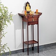 Buddhist Altar Table, with Pull Out Storage Board and Drawer, Bamboo Meditation Alter Tables, for Pr