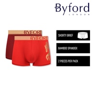 Byford Seluar Dalam Lelaki | (2 Pcs) Byford Mens Bamboo Spandex Shorty Brief Underwear Assorted Colo