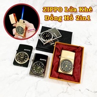 BẬT LỬA ZIPPO LỬA KHÈ - ĐỒNG HỒ 2IN1 (CÓ HỘP) - (XÀI GAS)