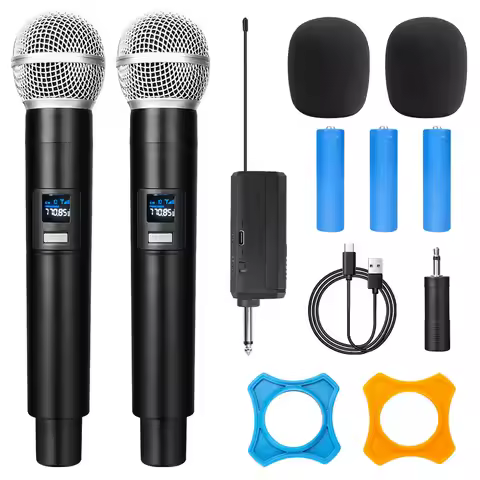 Wireless Microphone 2 Channel UHF Fixed Frequency Handheld Mic Microphone Condenser Microphone For P