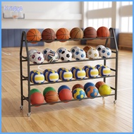 phenovo 4-Tier Ball Storage Rack Heavy-Duty Rolling Ball Rack Mobile Sports Equipment Organizer with