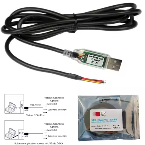 FTDI USB-RS232-WE-1800-BT High Speed Serial Interface Cable BMS Routers PLC Controller Config Cable 