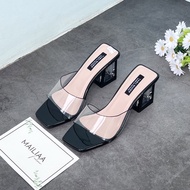 [ Sale Giá Sốc] Dép Nữ Cao Gót 7P Quai Trong Cách Điệu Gót Hộp Trong Suốt