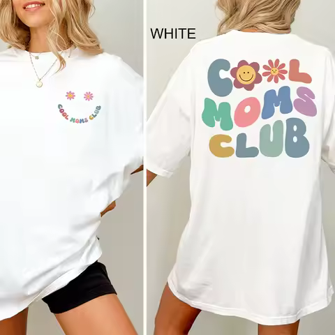 Cool Moms Club T Shirt for Women Summer Short Sleeve Tees Fashion Print Graphic Y2k Tops Mama Birthd
