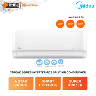 Midea Xtreme Series Inverter 32 Wall Mounted Split Air Conditioner 1.0 HP/1.5 HP/2.0 HP Smart Control 4 Star Rating Air Cond MSXE-10CRDN8/MSXE-13CRDN8/MSXE-19CRDN8 Penghawa Dingin