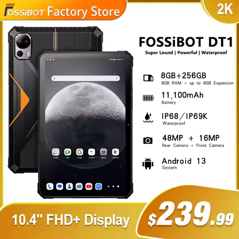FOSSiBOT DT1 Rugged Tablet 11000mAh Battery 10.4" Display Waterproof 8GB 256GB 48MP Camera Tablets G
