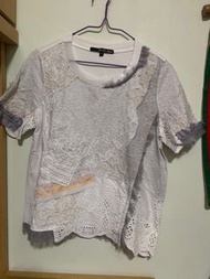 Giusto Dama 蕾絲拼接短袖上衣