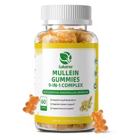 Lukaree 9-IN-1 COMPLEX Mullein Gummies Support Lung & Respiratory Digestion System Support Support I