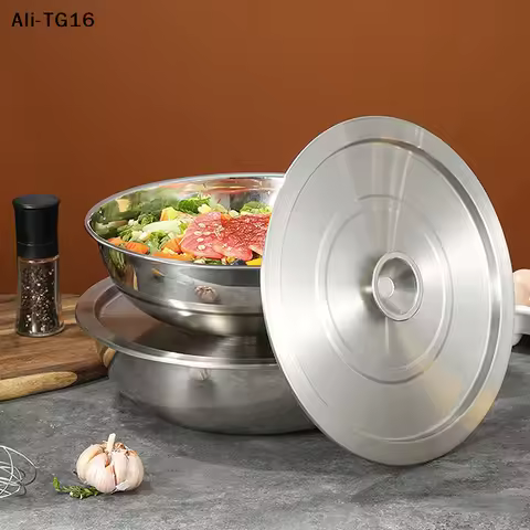 20/22/24CM Stainless Steel Cookware Lid Reusable Cooking Pot Cover Wok Cover Frying Pan Lid Flat Pan