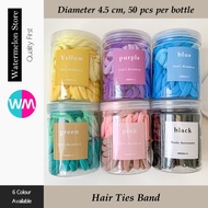 (50 pcs Sebotol) Getah Rambut Tebal Kapas Hair Ties Band Thick Cotton Seamless Hair Elastics Bands