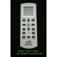 York Daikin Acson Multi Air cond Remote