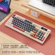 Bàn phím không dây FREEWOLF M96 kết nối bằng Bluetooth và 2.4G có đèn led 7 màu nút văn âm lượng và