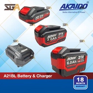 AKAIDO 21V LI-ION BATTERY &amp; CHARGER A21BL