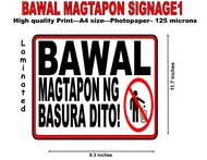 Bawal magtapon ng basura dito signage laminated