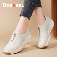 รองเท้าส้นสูง Osreal สำหรับผู้หญิงหนังแท้ Size35-43ใหญ่แบบเกาหลีมีซิปรองเท้าชังก์กี้ส้นตึก