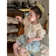 Ready Stock Children's Clothing 110 Girls' Tops 2603KA191 Girls' Short-Sleeved Tops Girls' Shirts Ko