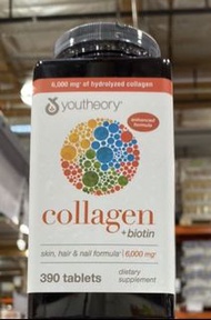 全新美國現貨Youtheary  Collagen+biotin  6000 mg  390粒（美國代購）
