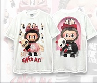 Labubu Catch Me T-shirt เสื้อยืดแขนสั้นด้านบนผ้าฝ้ายระบายอากาศได้ S-5xl