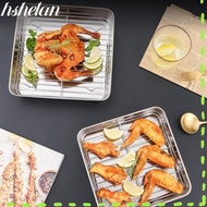 HSHELAA BBQ Tray, Rectangle 304 Stainless Steel Baking Pan,  Non-stick Bakeware Tools Cooling Rack O