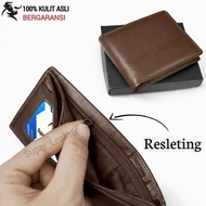 Men's wallet 100% ORIGINAL Genuine Leather Zipper/ Zipper dompet lelaki kulit original