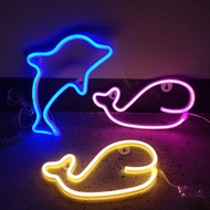 Dolphin Whale Shape Neon Lamp Romantic Neon Sign Light Wall Decoration Creative LED Decorative Light for Children's bedroom