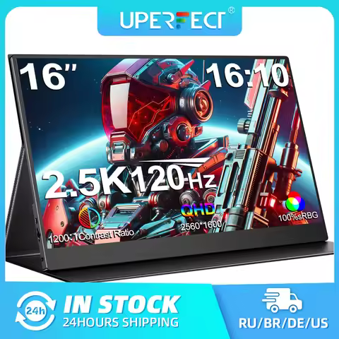 UPERFECT 16" Portable Monitor 2.5K 120Hz 100%sRGB 400Cd/m² Travel Gaming Display for Mini PC Laptop 