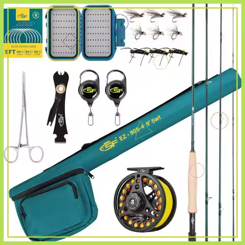 5wt 9ft Fly Fishing Rod Combo with Reel, Case, Flies & Tools for Trout Travel