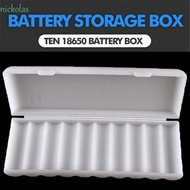 NICKOLAS Battery Holder Portable White 18650 Battery Organizer 10X18650 Storage Box