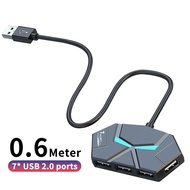 Ecily 7 potrs USB 2.0 Hub 5gbps trạm dock 7 cổng USB một hub splittter đa cổng cắm điện Hub USB