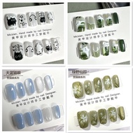 10 cartoon cat eye patches, red cat eyes, dog nails, handmade nail patches, artificial nails