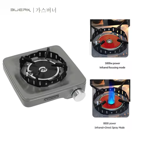 BUERK Outdoor camping infrared flamethrower Stove 8000W Gas Burner Camp Picnic Stove Foldable Windpr