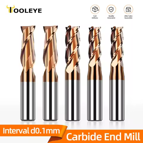 TOOLEYE Carbide End Mills HRC55 Cutting Tool Interval 0.1mm CNC Maching Flat Metal Cutter 2/4F Tungs