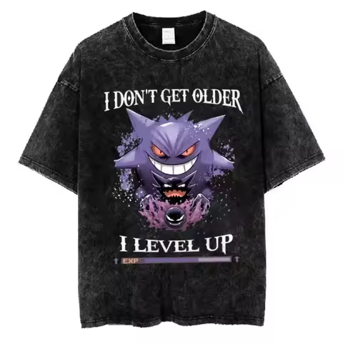 Oversized Vintage Washed Pokemon Graphic T-Shirt Man Women Y2k Harajuku Gym Tee Short Sleeve Tee Cas