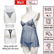 Đầm ngủ WANNABE DNC15 váy ngủ lưới trong suốt sexy tặng kèm quần đồng bộ khoe thân hình sexy gợi cảm