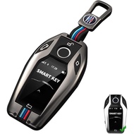 Xotic Tech M-Colored Stripe Gunmetal Grey Metal Key Fob Cover LCD Smart Remote Shell Case w/Keychain