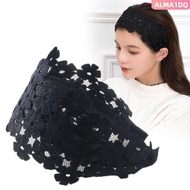 ALMA1DQ Hair Hoop, Handmade Embroidery Flower Lace Headband, Fashion Anti-Slip Wide Edge Hair Band H