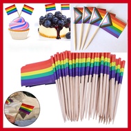 100Pcs Rainbow Pride Toothpick Flag Homosexua Gay Flags Cake Party Decoration