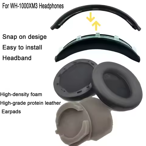 WH1000XM3 Easy Install Snap On Headband Earpads for Sony WH-1000XM3 Headphone Replacement Headband H
