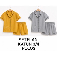 KATUN Cotton pajama sleepwear 3/4 cotton sleep suit/ sleep suit/ shorts sleep suit/ Wanita 3/4 sleep
