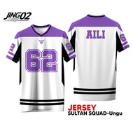 J02-Jersey sultan squad anak maya aili risa ellen atasan baju sultan squad (Costum Nama)