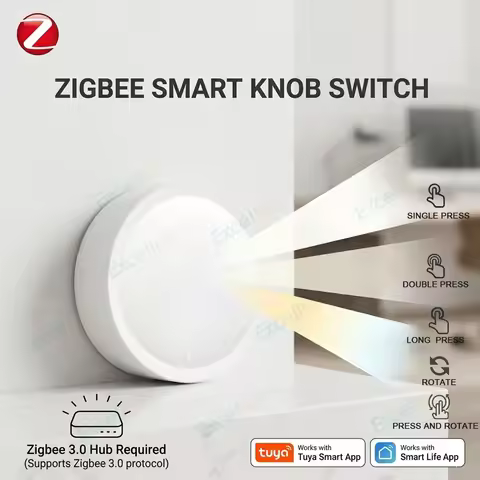 Tuya ZigBee Knob Switch Wireless Scene Button Rotatable Dimmer Controller Switch Remoter Smart Life 