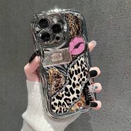 เคสโทรศัพท์ลายเสือดาวน่ารักเคลือบด้วยไฟฟ้าขอบหยักเข้ากันได้กับ IP17/IP17PROMAX/Iphone16//Iphone16pro