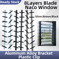 Blade Window Naco(1pair/2pcs) Silver/Black /Brown 7/8Layers Blade Metal Louvres Window Limiter Alumi