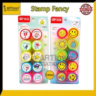 Cartoon / Emoji Stamp 10pcs Set Teacher Reviews Reward Stamp Red Ink Stamping Chop English (Ready St