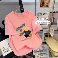 100% Cotton Oversize 4XL Women's T-shirt Summer Loose New Short-sleeved Round Neck Korean Print Casu