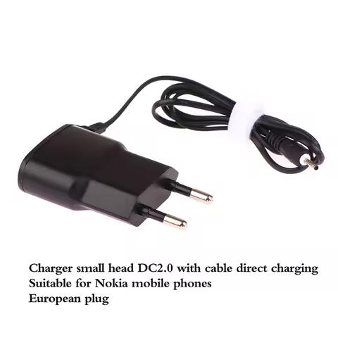 EU Plug AC Charger Wall Travel Charging Car Charger Small Pin DC2.0 2mm Charger Lead Cord For Nokia 
