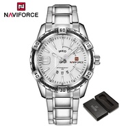 NAVIFORCE Men Casual Waterproof Double Date Watch Stainless Steel Original Watch Luminous Display NF