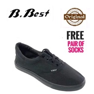 B.best Kasut Sekolah Hitam Tali / Black School Shoes Canvas -SIZE :36-45