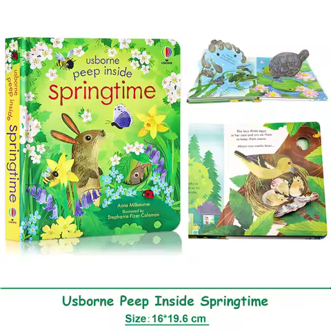 Usborne Peep Inside Springtime 3D Flap Picture Books for Kids Bedtime Reading Montessori Educational
